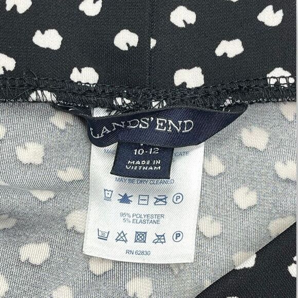 Lands’ End Black White Animal Print Dot A-Line Knee Length Skirt Women’s Size M - Picture 8 of 11